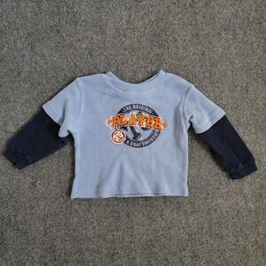 Mac Henry Player Shirt Boys 18M Blue Navy Long Sleeve Waffle Cotton Pullover Top